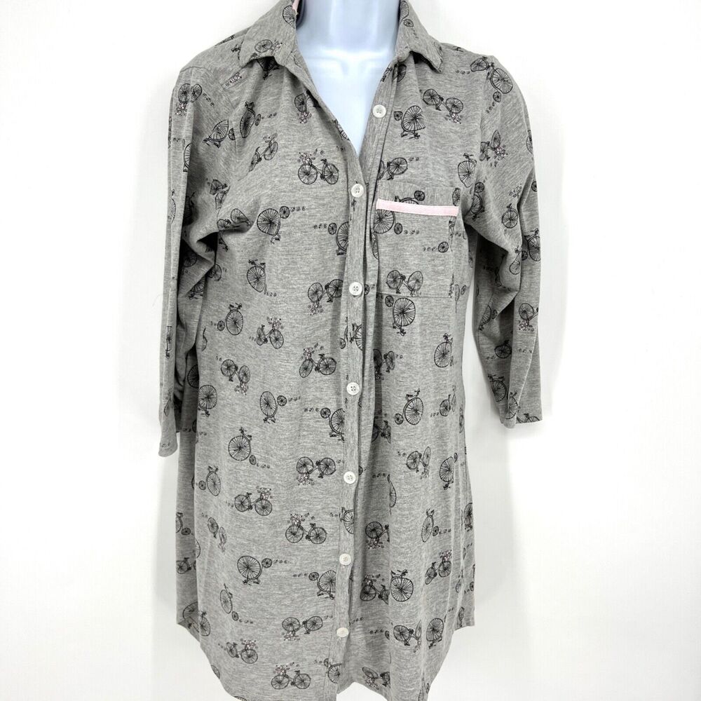 Laura Ashley Bicycle Print Sleep Shirt Size S